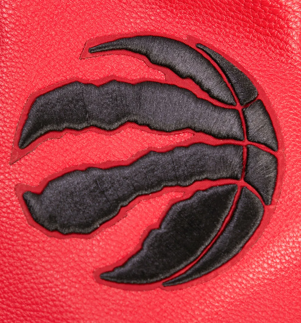 NBA TORONTO RAPTORS RETRO CLASSIC MEN'S RIB WOOL VARSITY JACKET (EGGSHELL/RED)