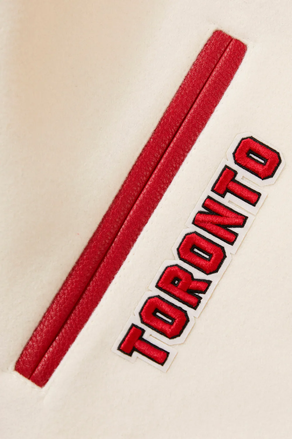 NBA TORONTO RAPTORS RETRO CLASSIC MEN'S RIB WOOL VARSITY JACKET (EGGSHELL/RED)