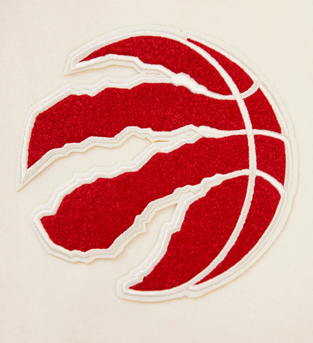 NBA TORONTO RAPTORS RETRO CLASSIC MEN'S RIB WOOL VARSITY JACKET (EGGSHELL/RED)