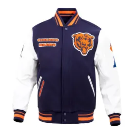 NFL CHICAGO BEARS RETRO CLASSIC RIBBED WOOL VARSITY JACKET | NFL LEATHER JACKET
