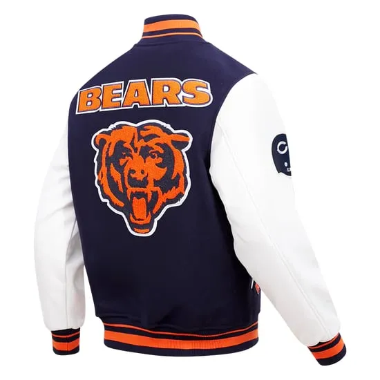 NFL CHICAGO BEARS RETRO CLASSIC RIBBED WOOL VARSITY JACKET | NFL LEATHER JACKET