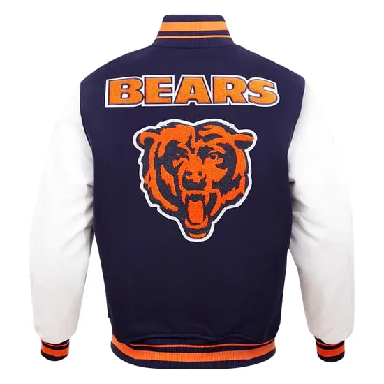NFL CHICAGO BEARS RETRO CLASSIC RIBBED WOOL VARSITY JACKET | NFL LEATHER JACKET