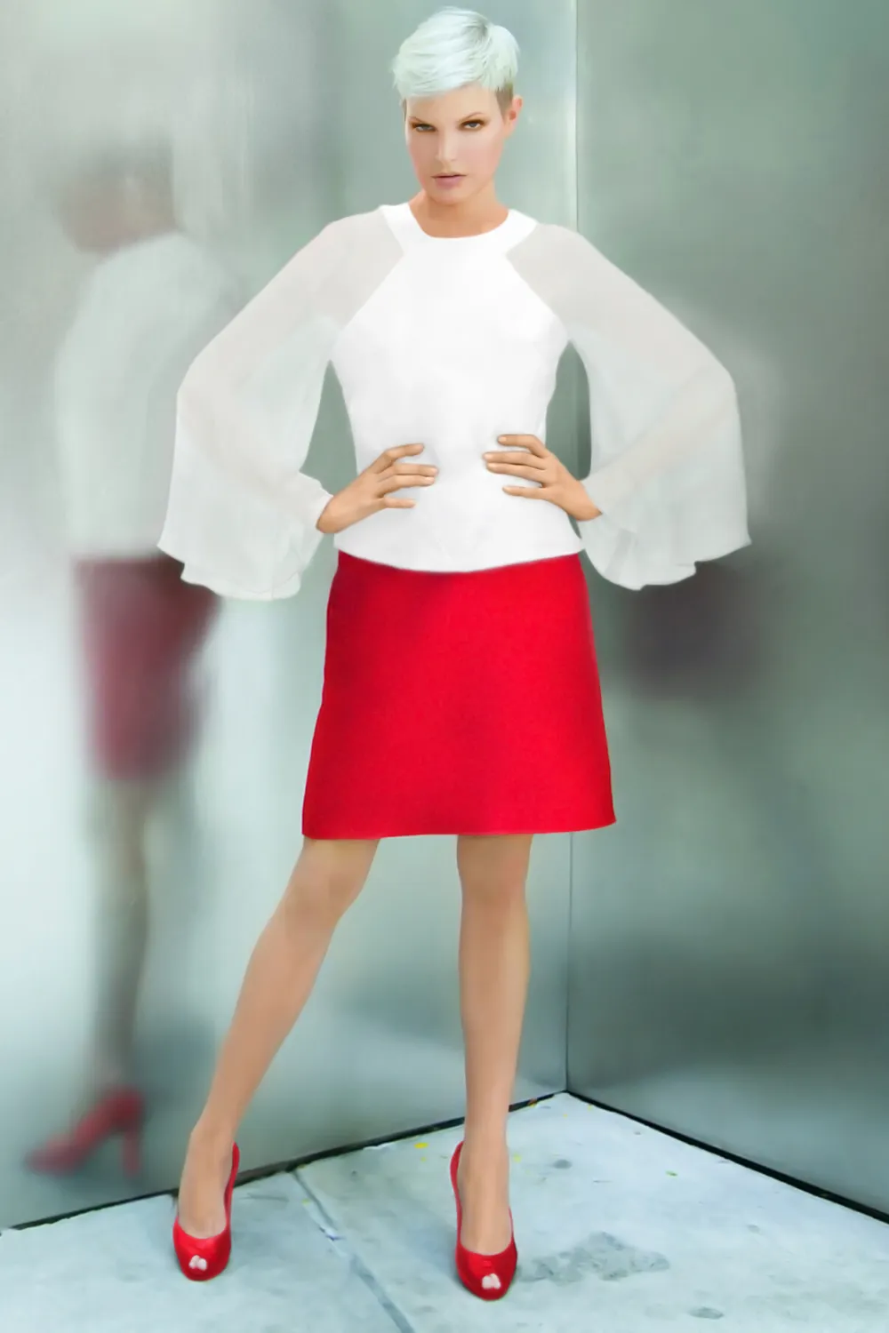 Nicolette Pencil Skirt | Red