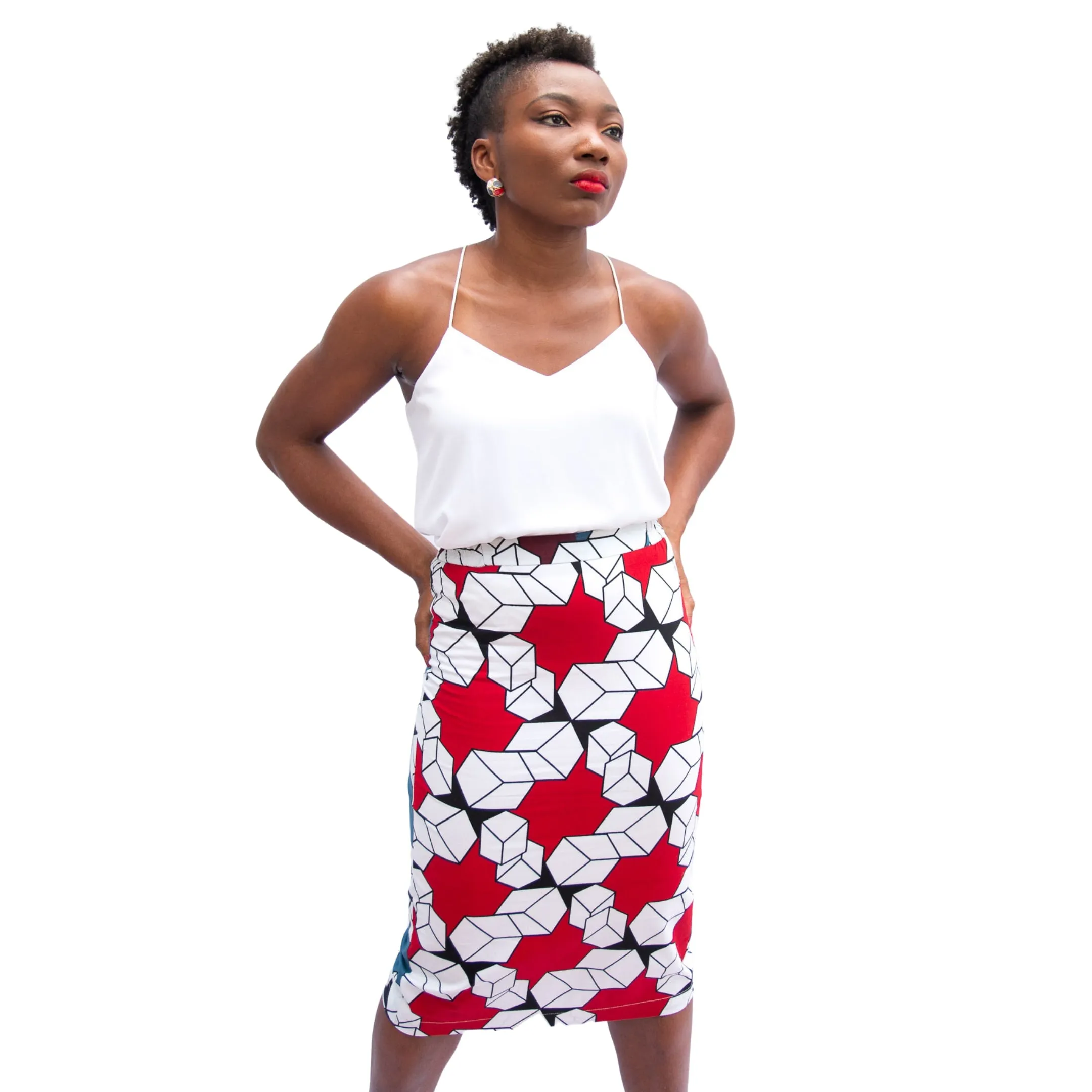 Àníké Pencil Skirt (Red/Black/White)