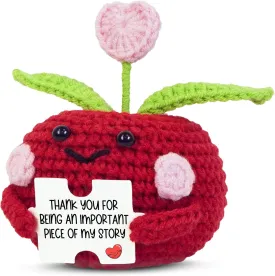 OASSIE Teacher Gifts for Women - Mini Handmade Positive Apple Crochet with Message Card - Teachers Day Graduation End of The Year Birthday Appreciation Thank You Gifts for Teachers Women