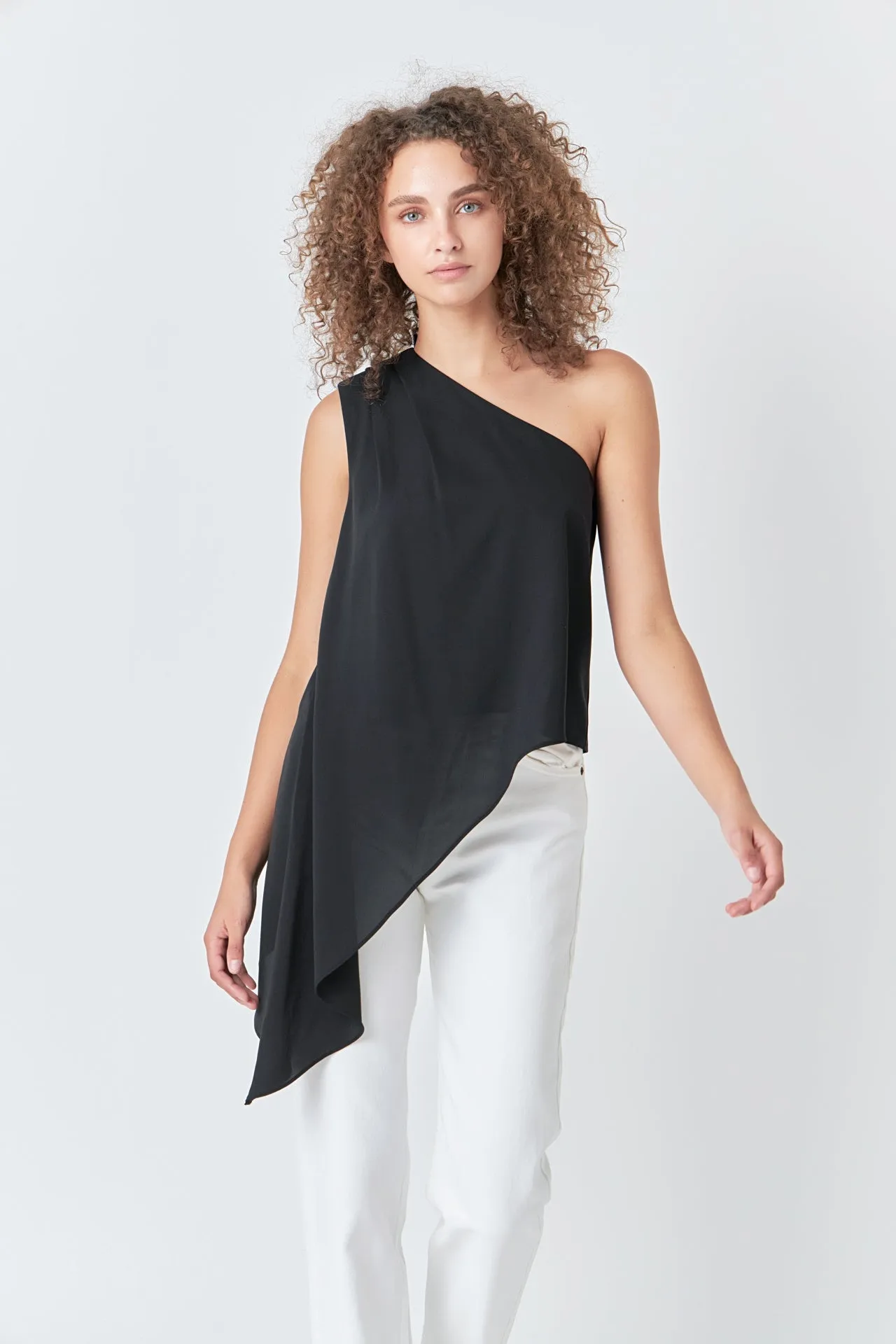 One Shoulder Waterfall Top