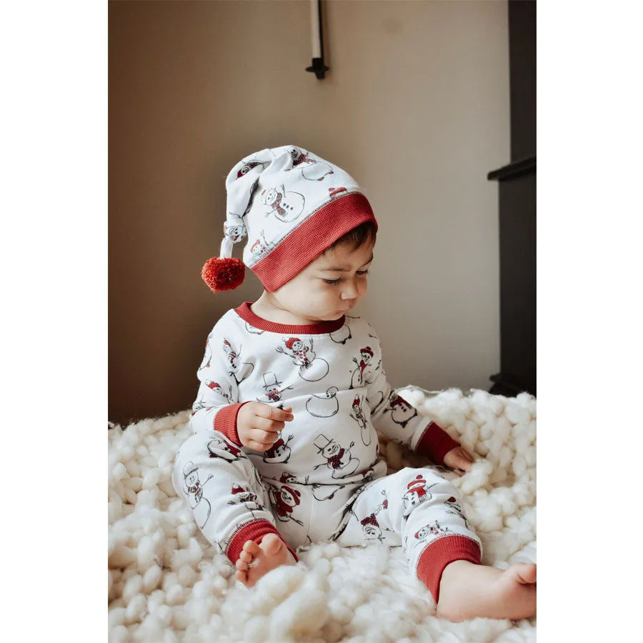 Organic Holiday PJ & Cap Set In Snow Day