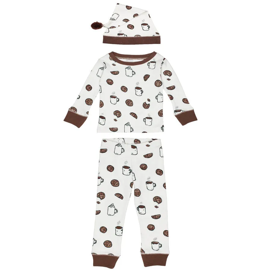 Organic Holiday PJ & Cap Set In Waiting For Santa