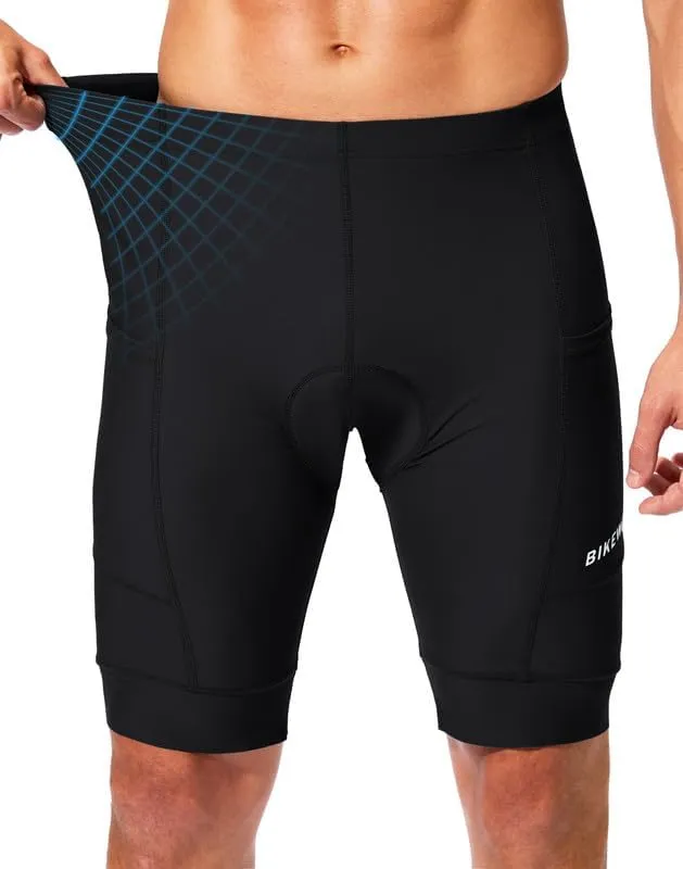 Padded Bike Shorts for Men 4D Cycling Road Riding Biking Padding Bicycle Shorts with Phone Pockets