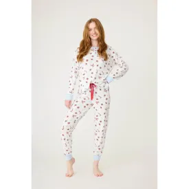 PJ Salvage Candy Cane Waffle Thermal Ski Jammie Set