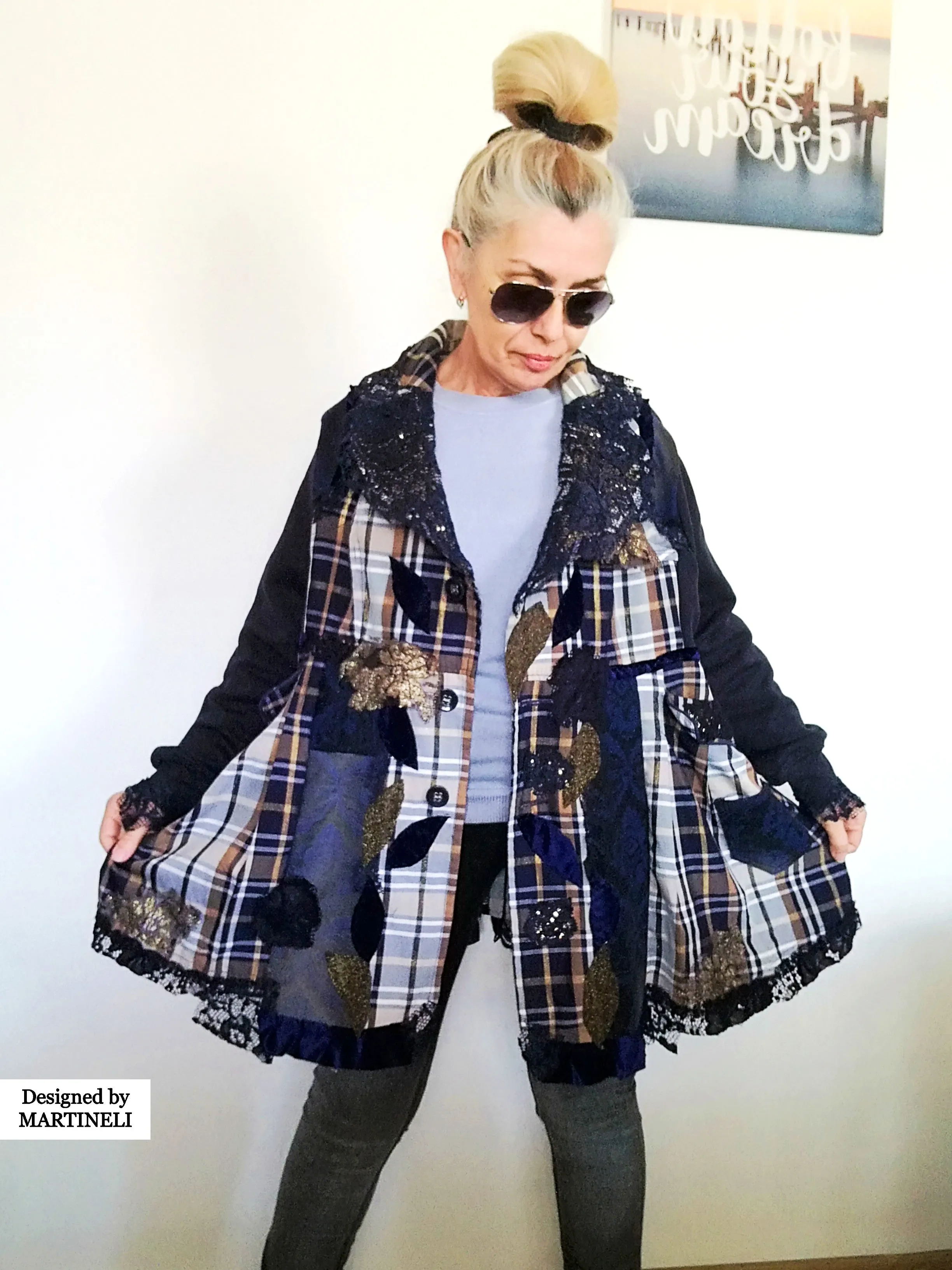 Plus Size Sweatshirt Jacket 2XL Loose Plaid Duster Jacket