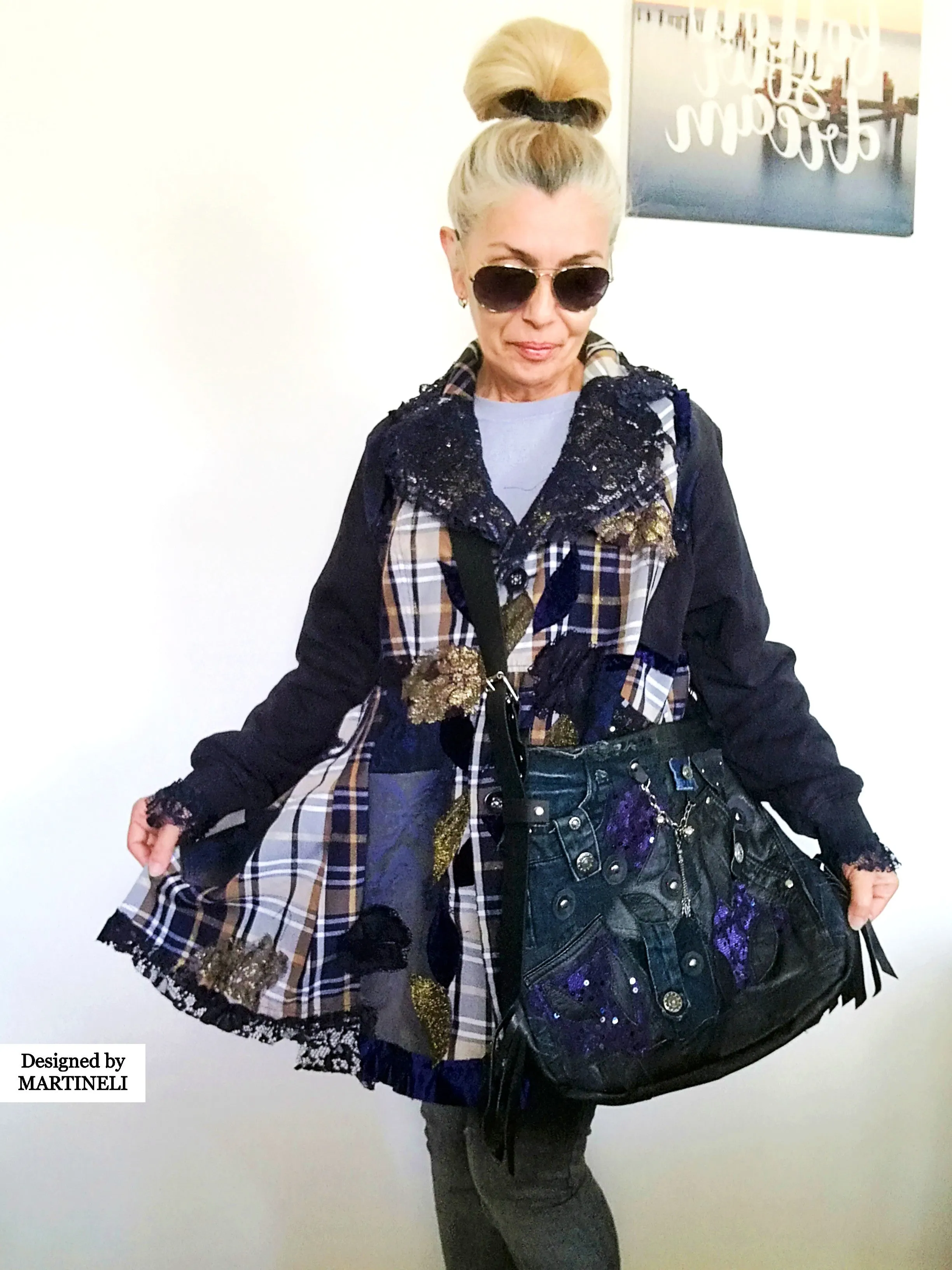 Plus Size Sweatshirt Jacket 2XL Loose Plaid Duster Jacket