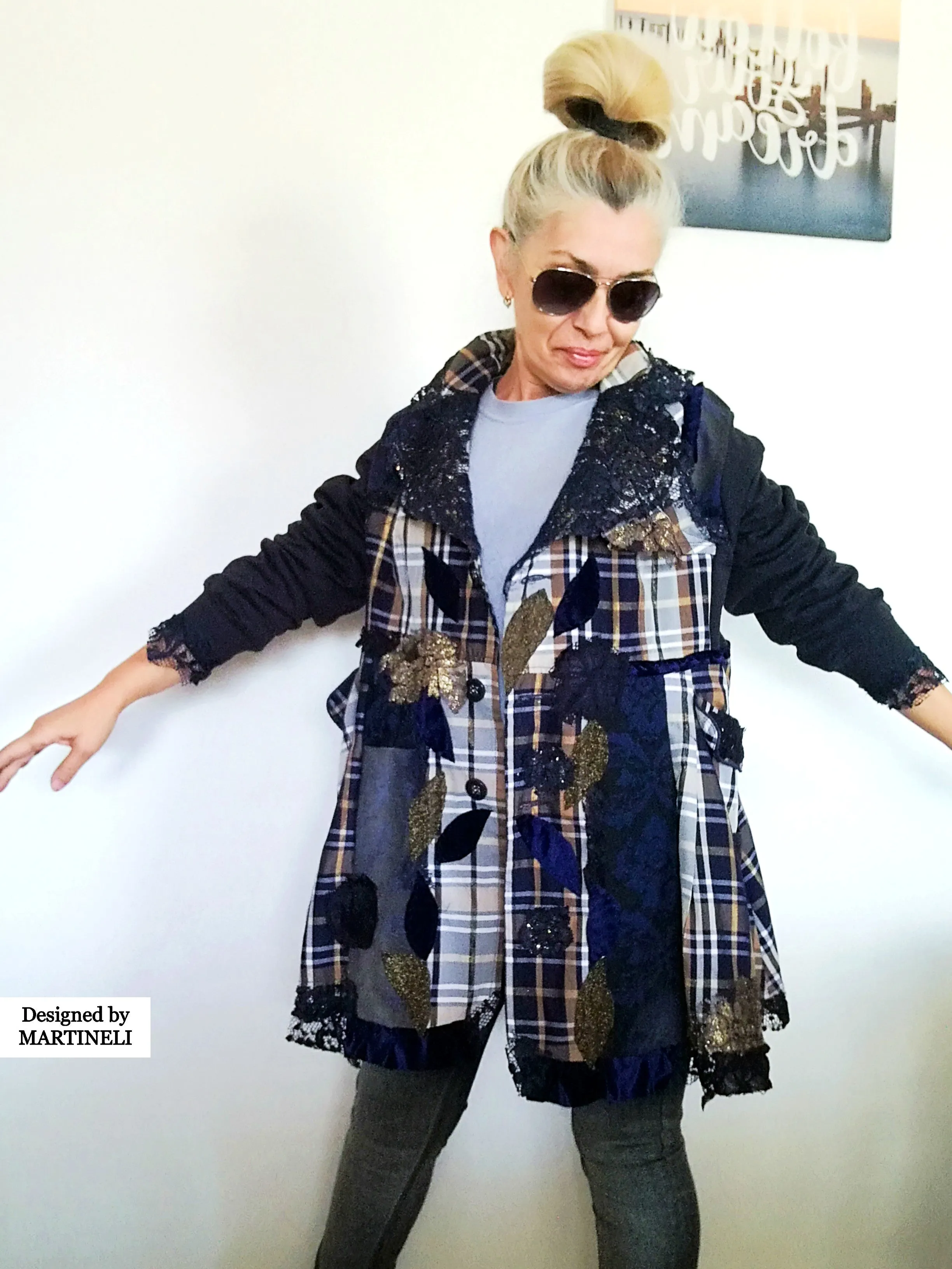 Plus Size Sweatshirt Jacket 2XL Loose Plaid Duster Jacket