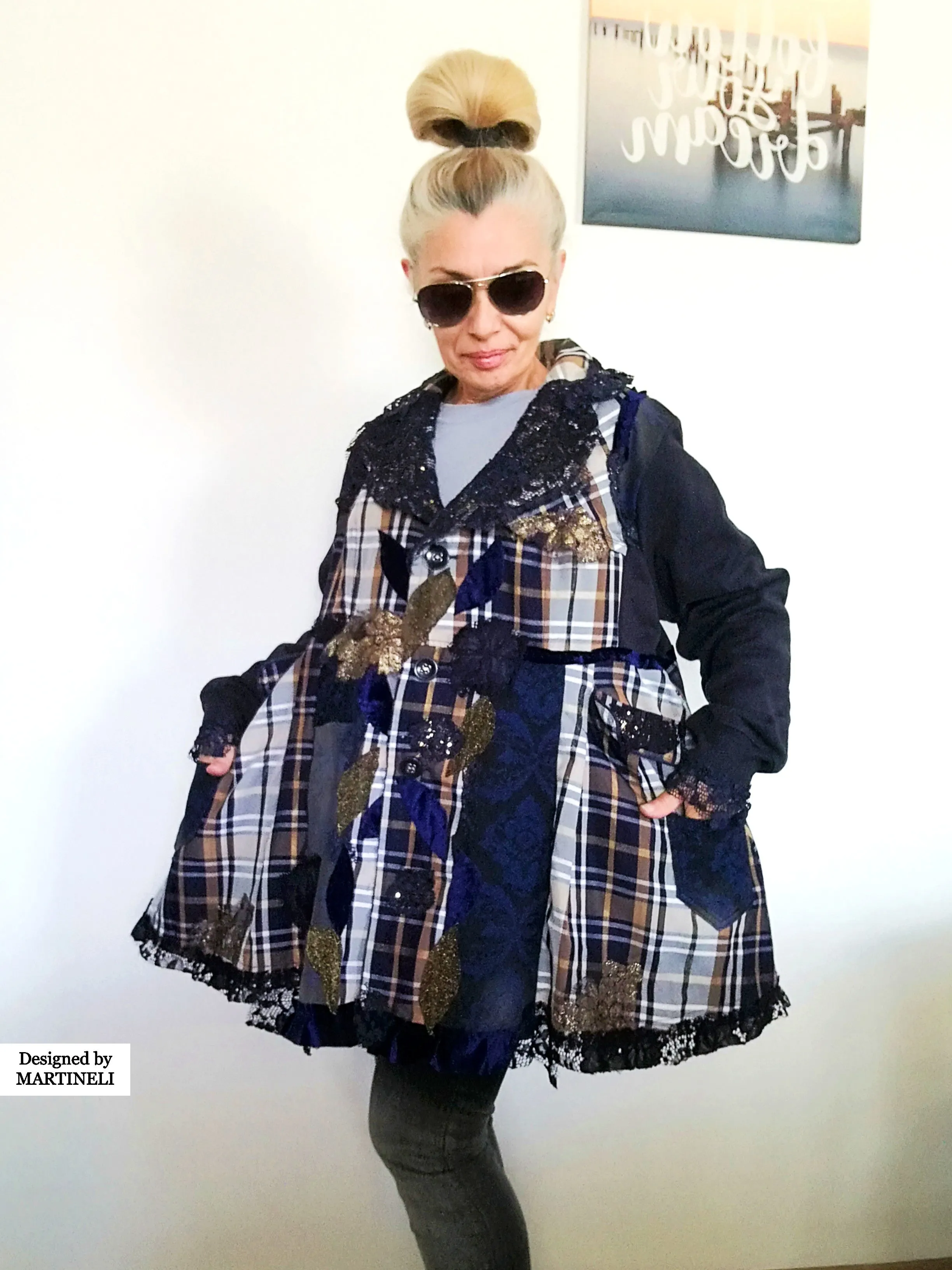 Plus Size Sweatshirt Jacket 2XL Loose Plaid Duster Jacket