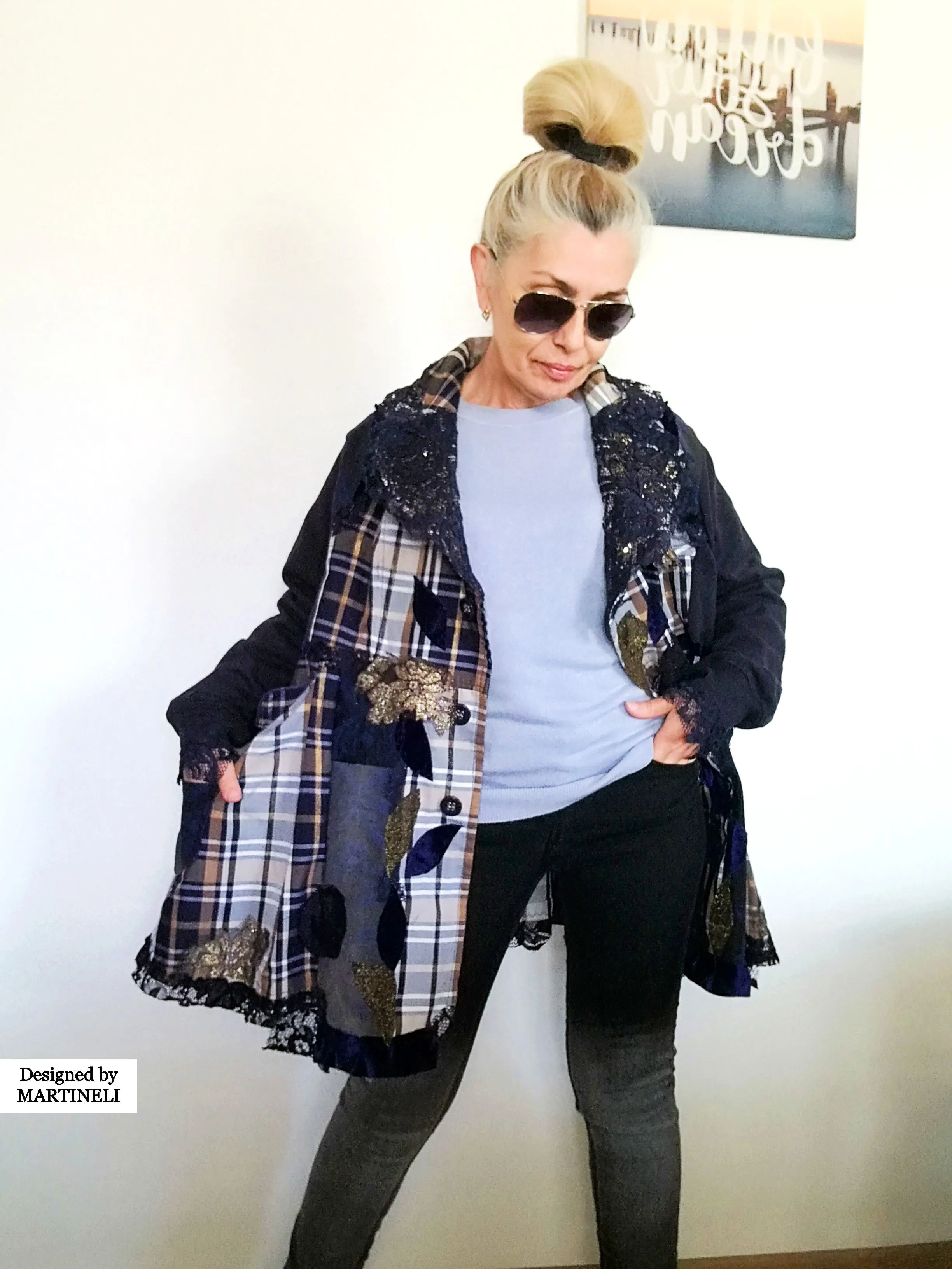 Plus Size Sweatshirt Jacket 2XL Loose Plaid Duster Jacket