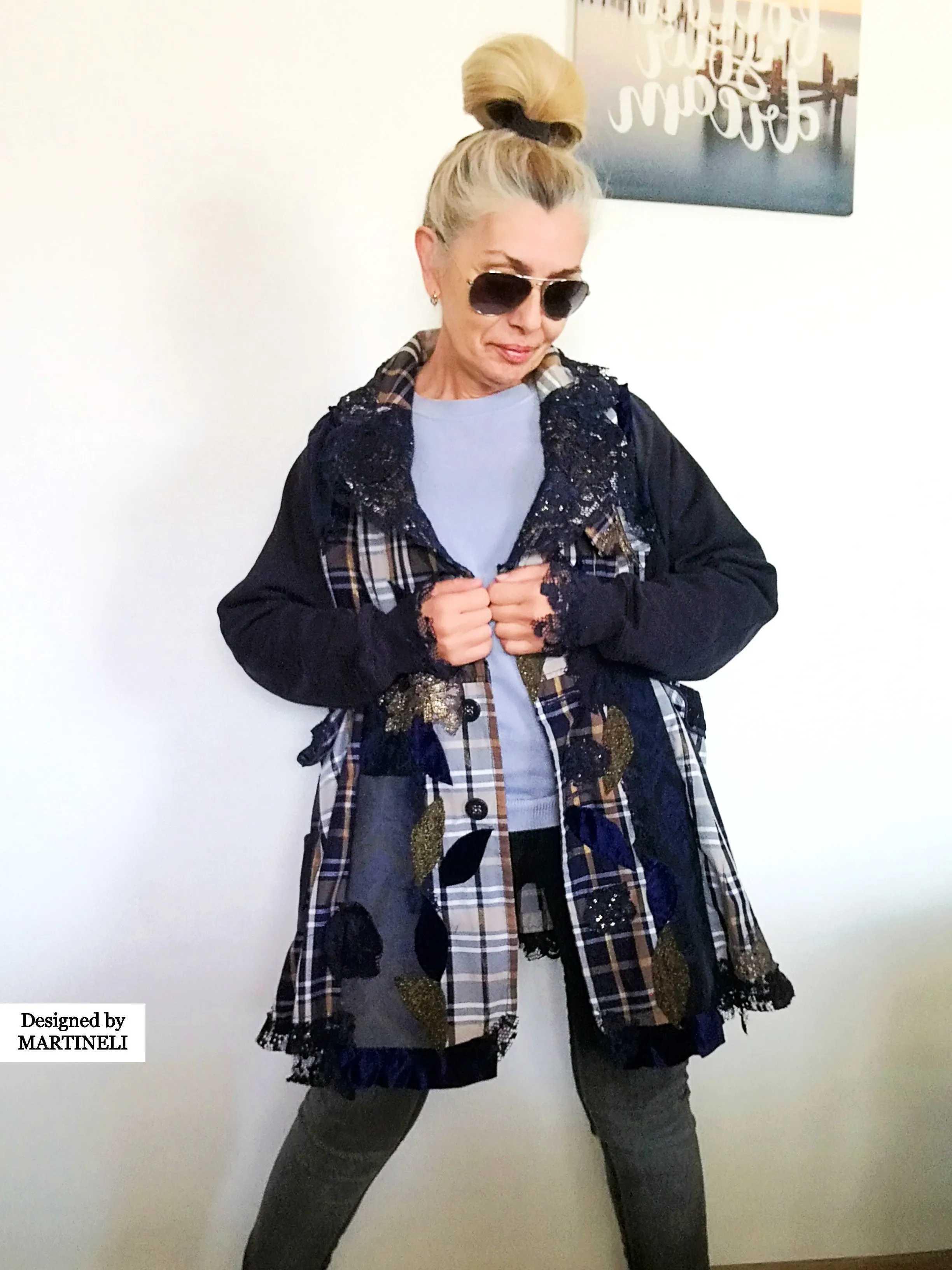 Plus Size Sweatshirt Jacket 2XL Loose Plaid Duster Jacket