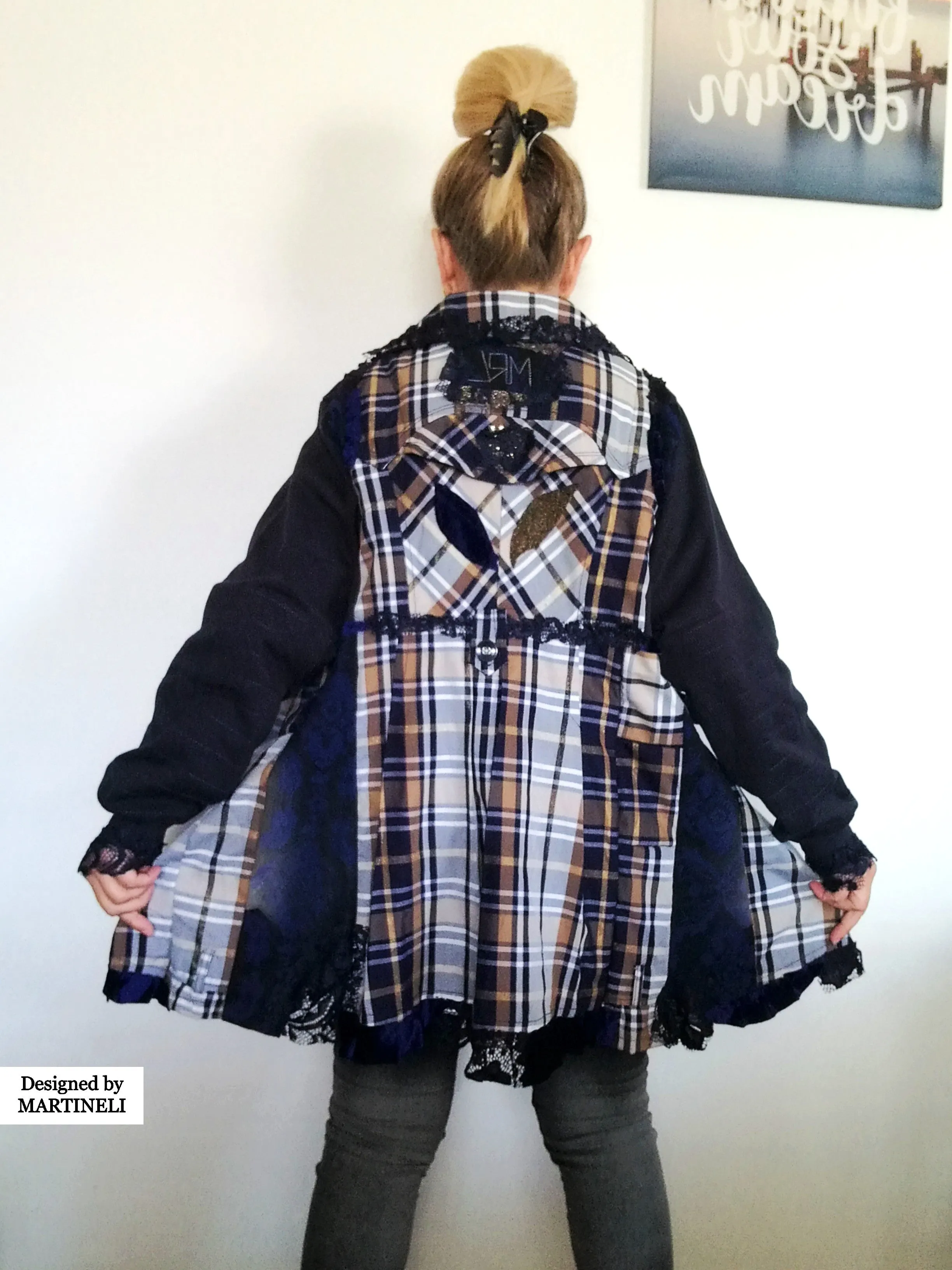 Plus Size Sweatshirt Jacket 2XL Loose Plaid Duster Jacket