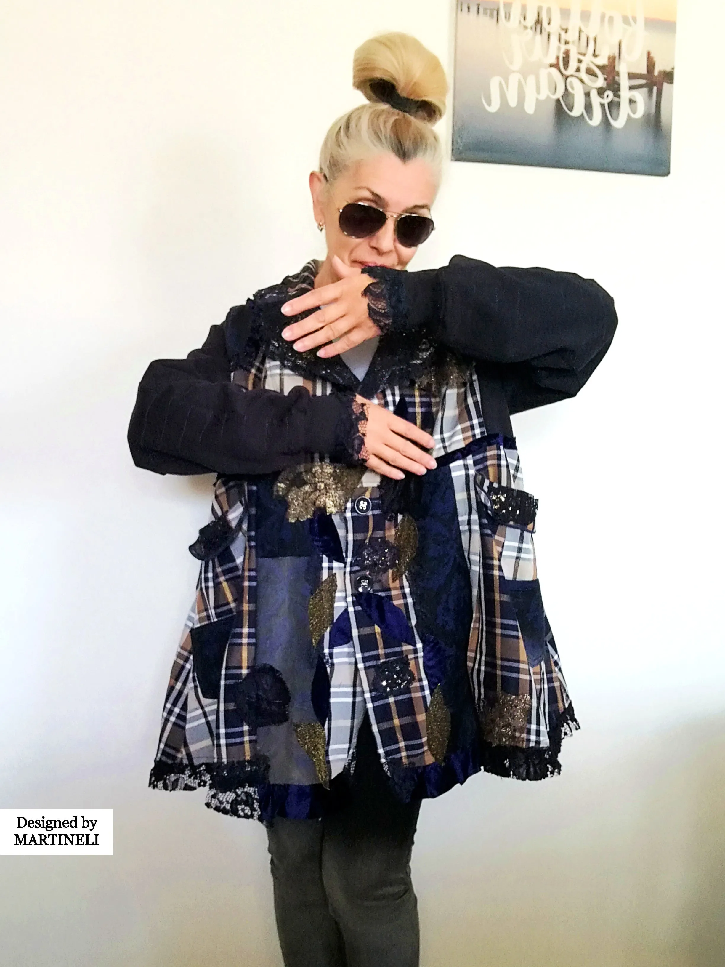 Plus Size Sweatshirt Jacket 2XL Loose Plaid Duster Jacket