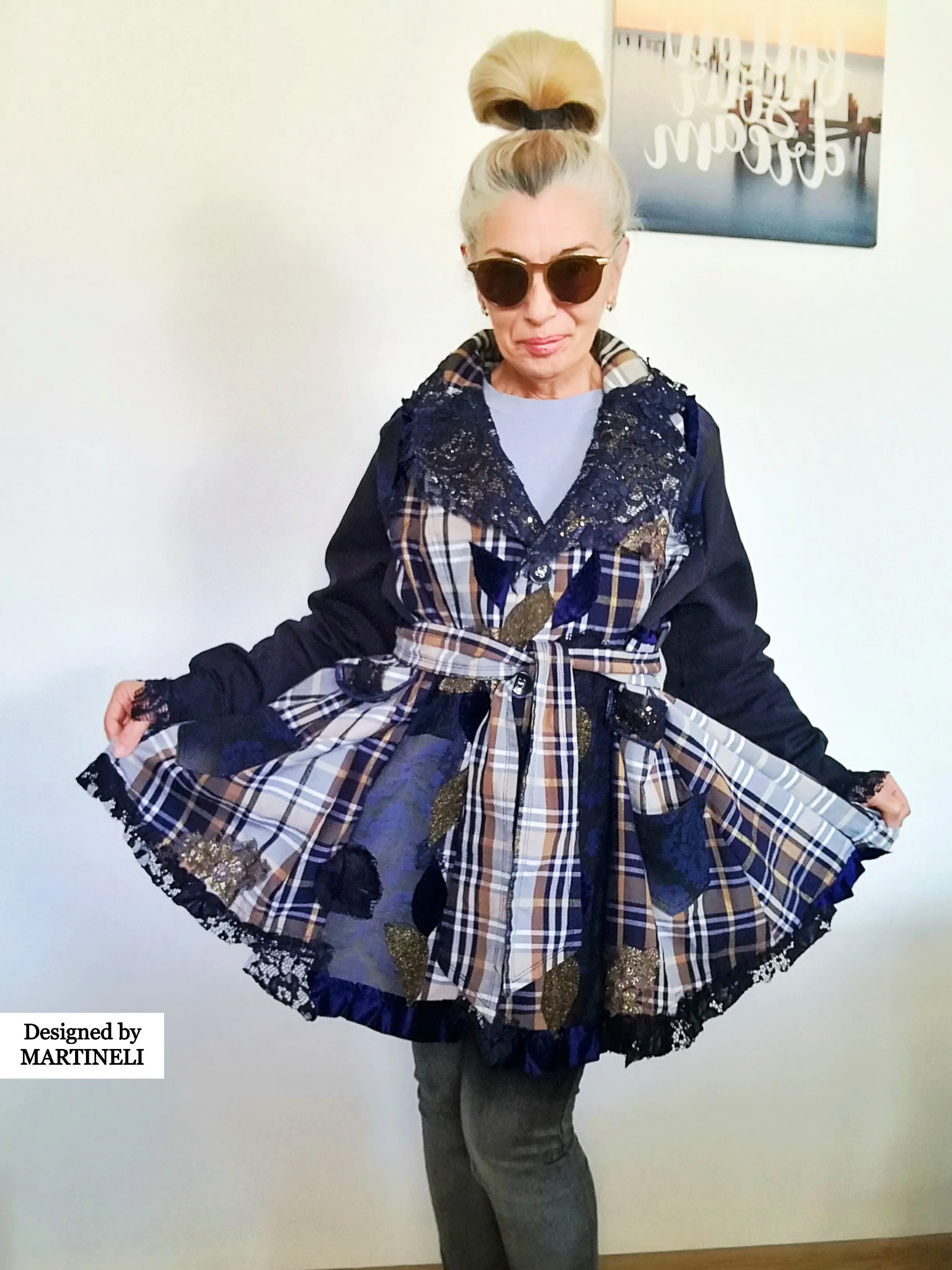 Plus Size Sweatshirt Jacket 2XL Loose Plaid Duster Jacket