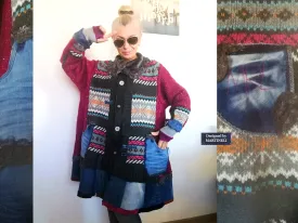 Plus Size Wool Cardigan 3XL Pink Jacket Dress Loose Denim Jacket