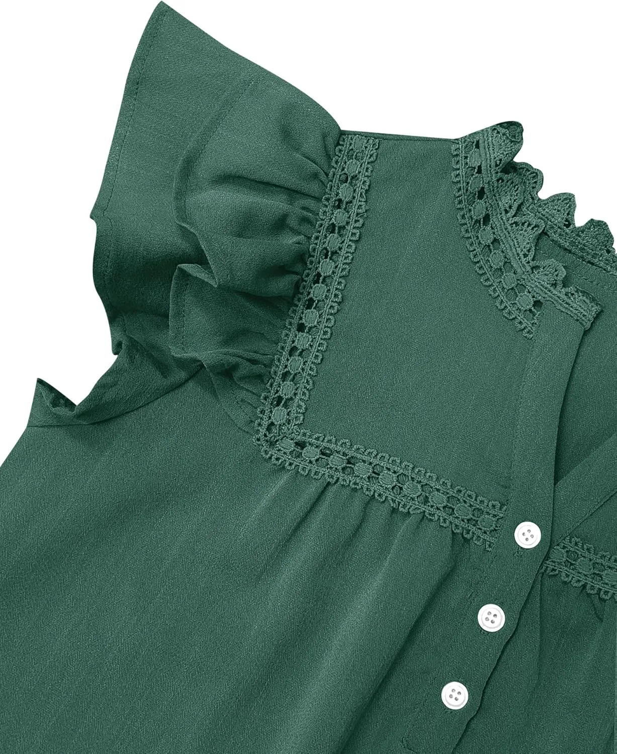 PRETTODAY Women's V Neck Lace Crochet Shirts Button Down Short Sleeve Casual Blouse Tops
