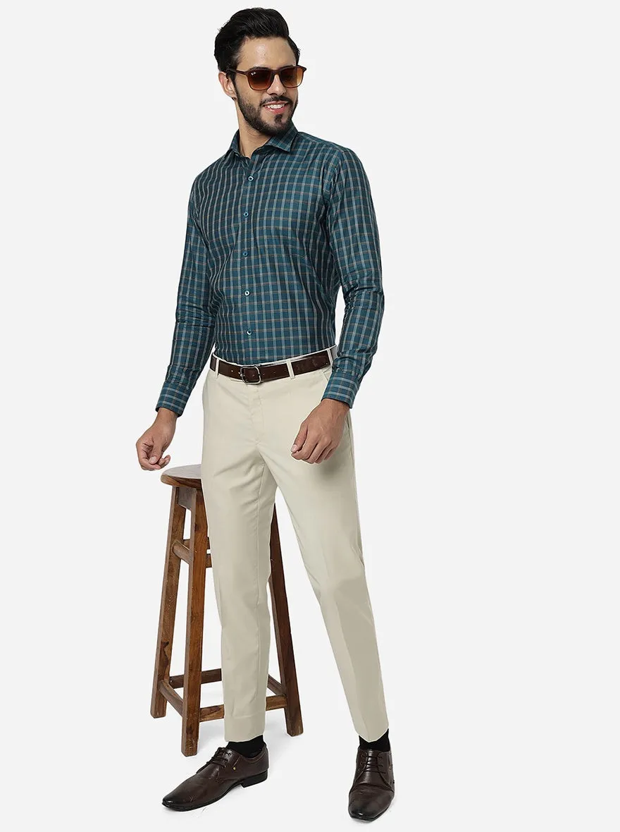Rama Green Checked Slim Fit Formal Shirt | Metal