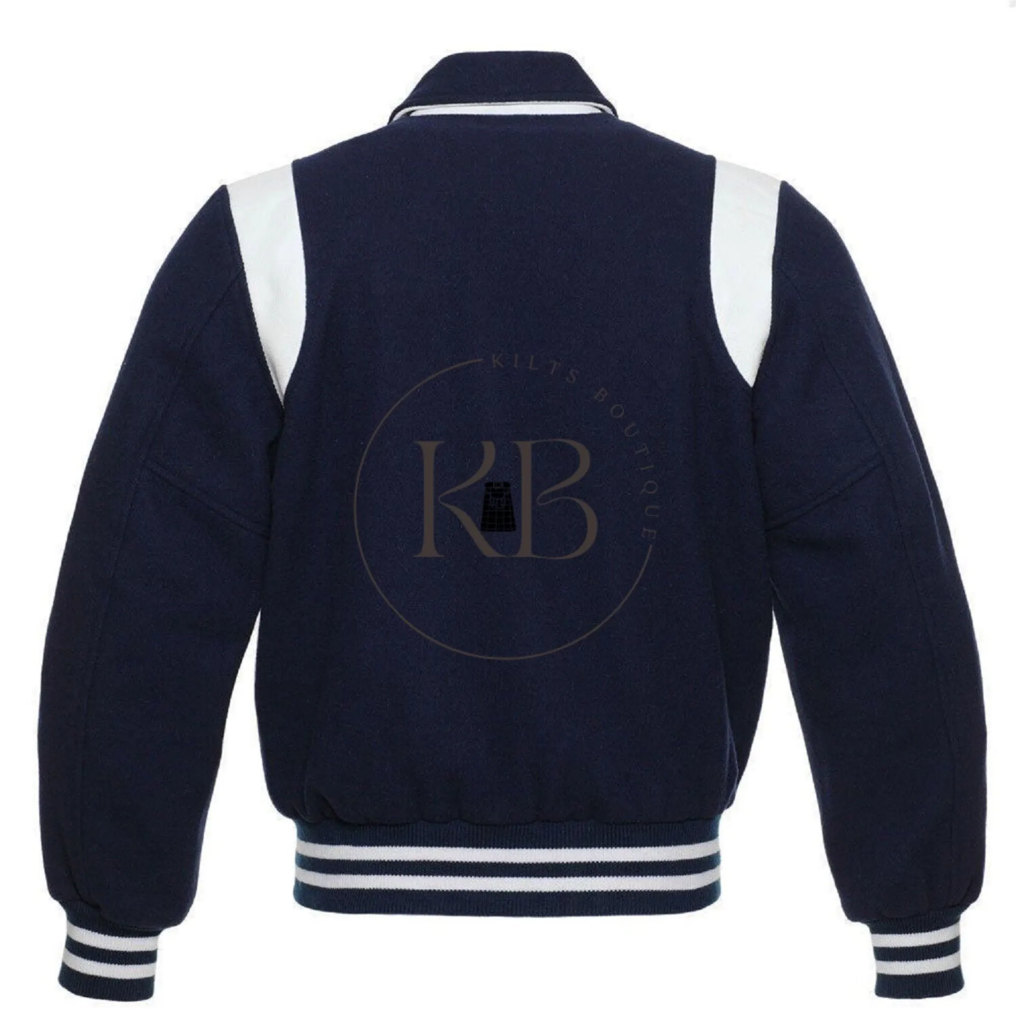 Retro Varsity Jacket Wool Letterman Baseball Jacket With White Leather Rib