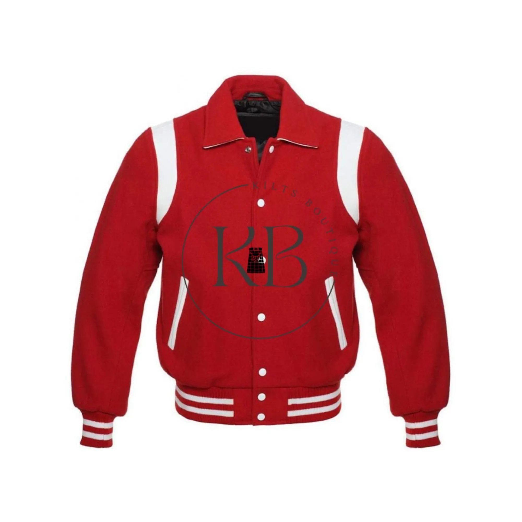 Retro Varsity Jacket Wool Letterman Baseball Jacket With White Leather Rib