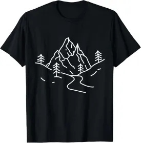 Simple nature mountains sketch outfit for nature lovers T-Shirt