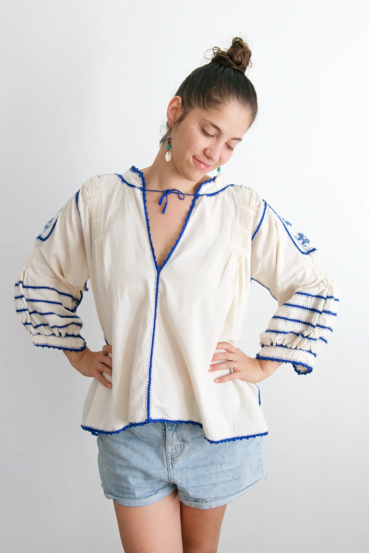 Sirena Blouse - Blue Crochet