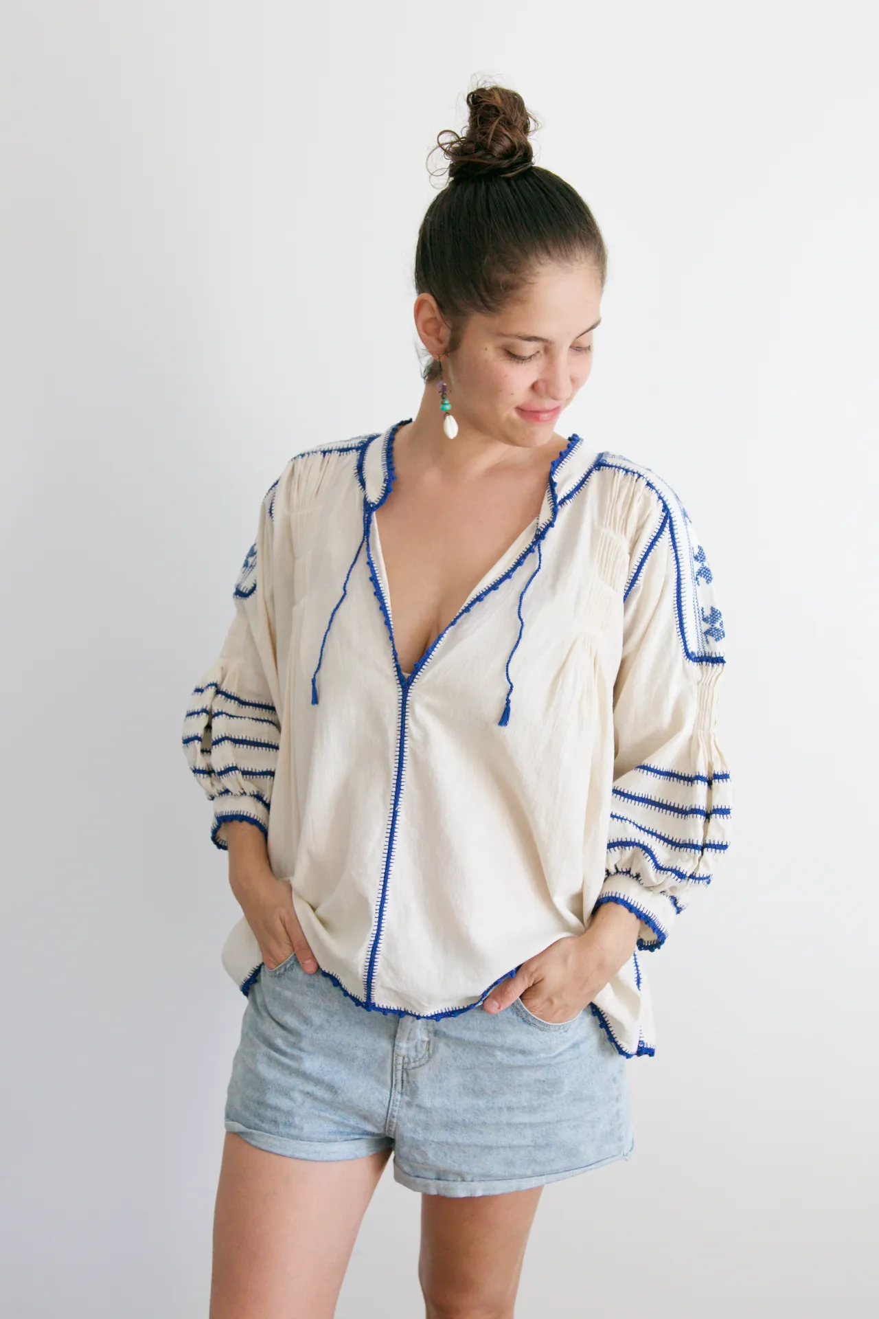 Sirena Blouse - Blue Crochet