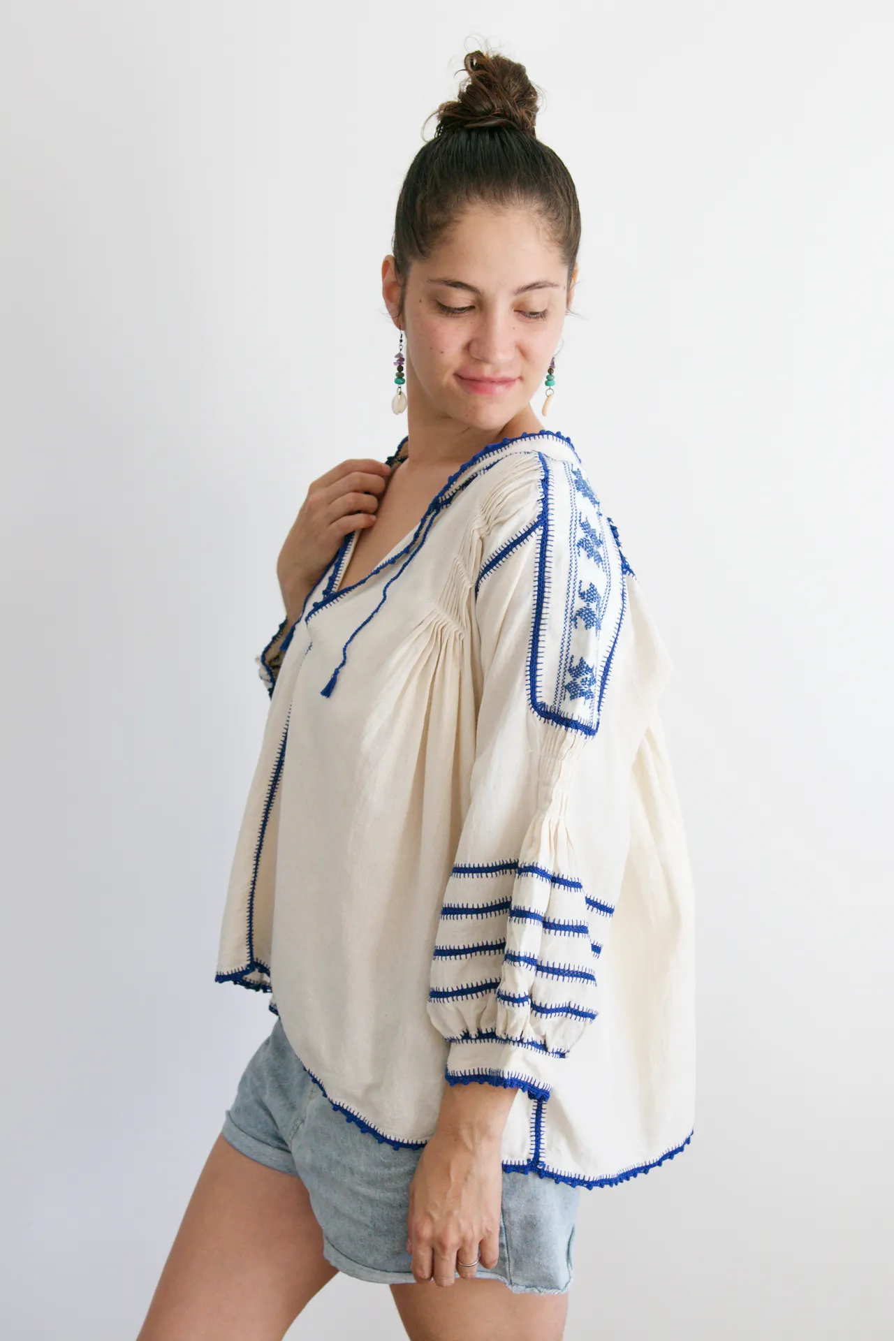 Sirena Blouse - Blue Crochet