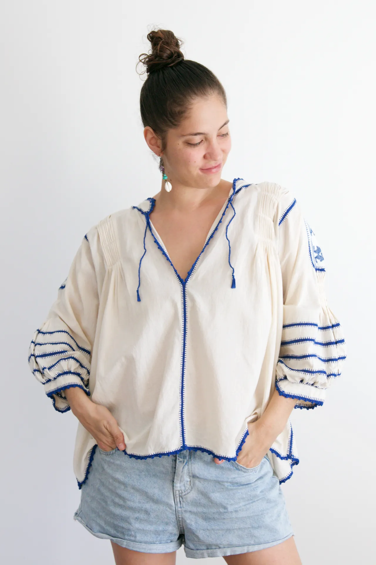 Sirena Blouse - Blue Crochet