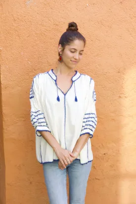 Sirena Blouse - Blue Crochet