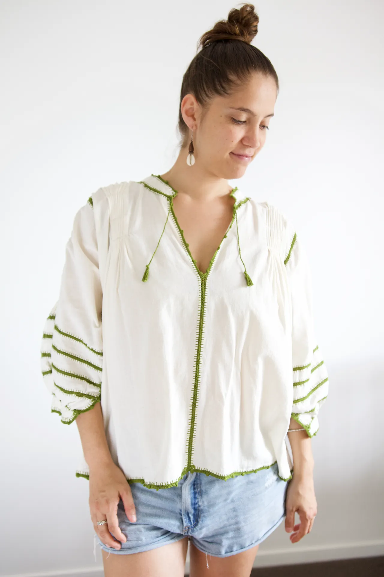 Sirena Blouse - Olive Green Crochet