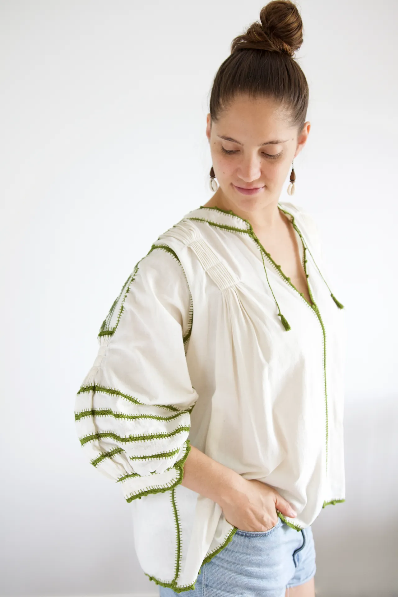 Sirena Blouse - Olive Green Crochet