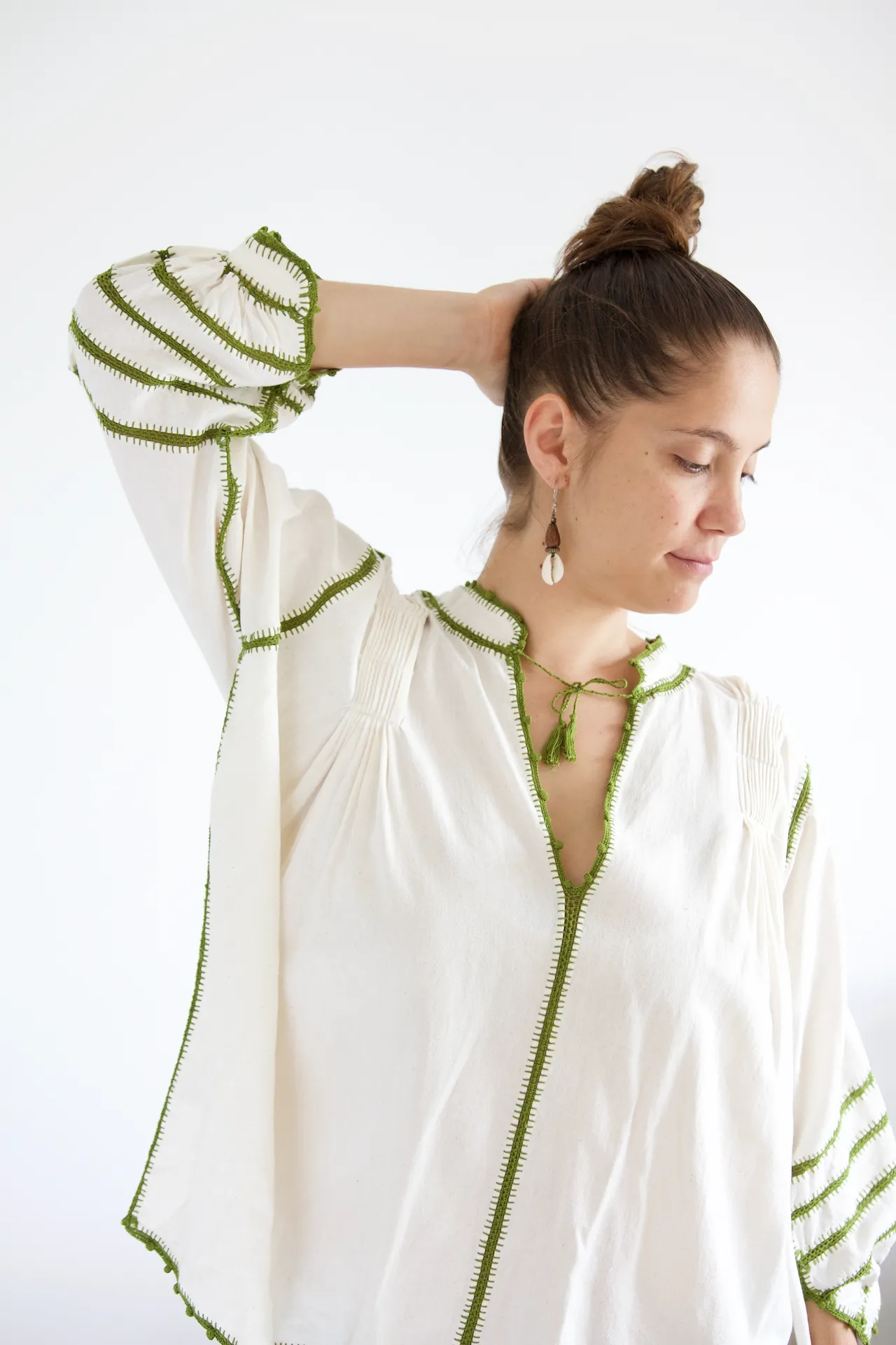 Sirena Blouse - Olive Green Crochet