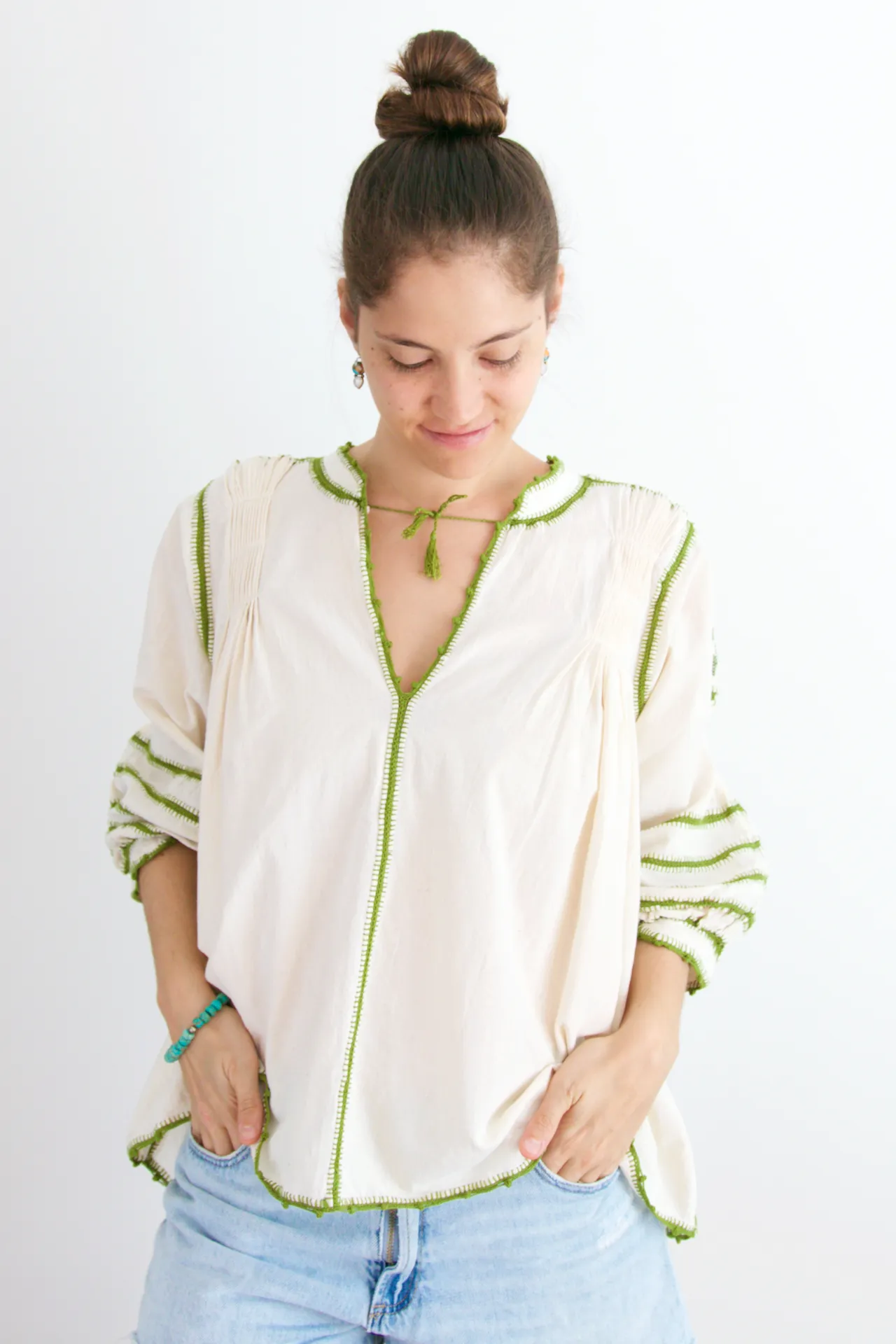 Sirena Blouse - Olive Green Crochet