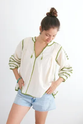 Sirena Blouse - Olive Green Crochet