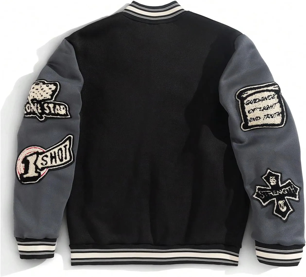 SOLY HUX Men's Letter Graphic Color Block Varsity Jacket Long Sleeve Y2k Streetwear Baseball Jacket