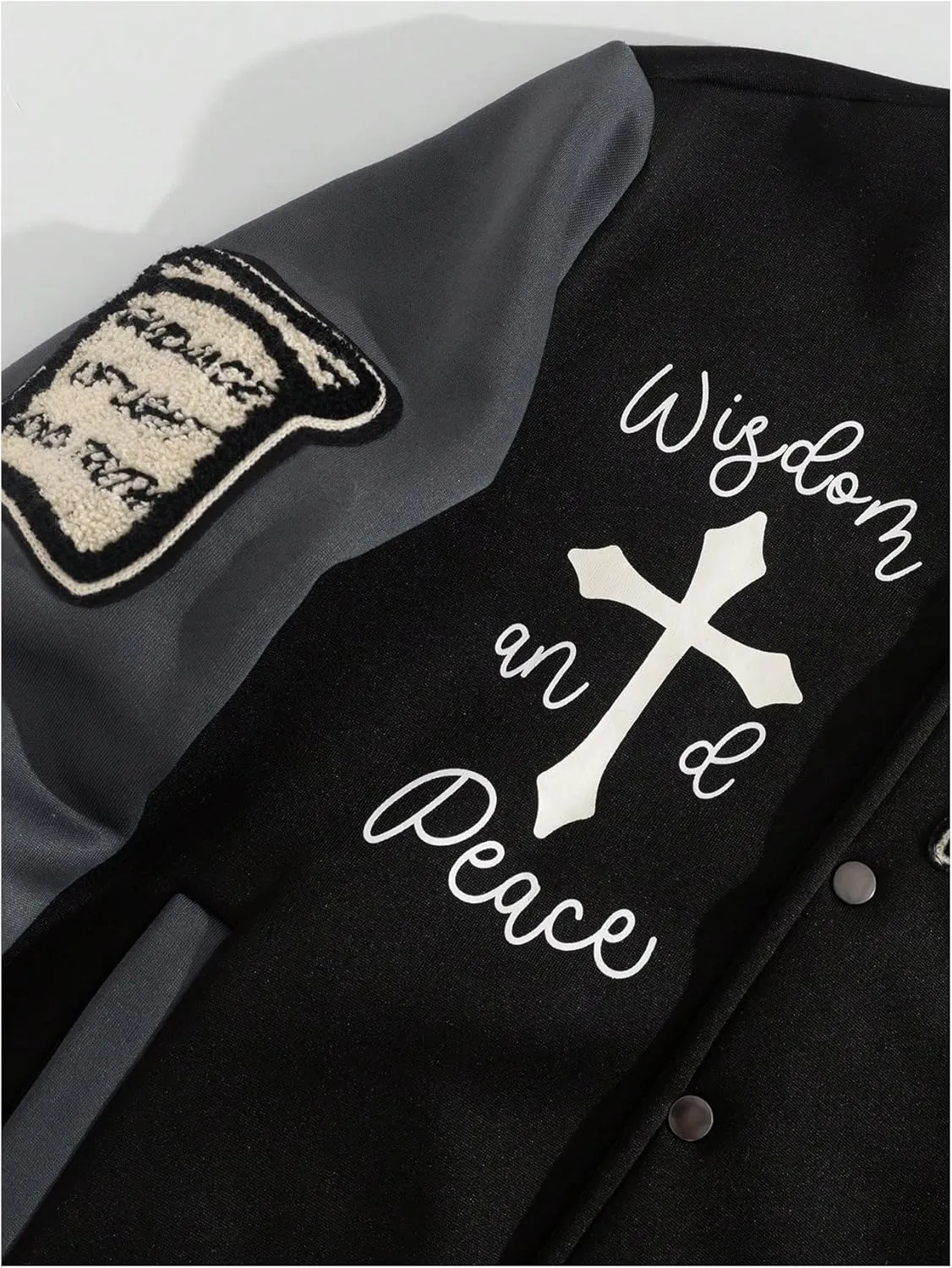 SOLY HUX Men's Letter Graphic Color Block Varsity Jacket Long Sleeve Y2k Streetwear Baseball Jacket