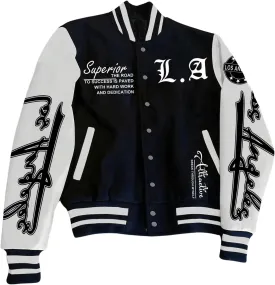 SOLY HUX Men's Varsity Jacket Color Block Letter Graphic Print Long Sleeve Casual Baseball Jacket