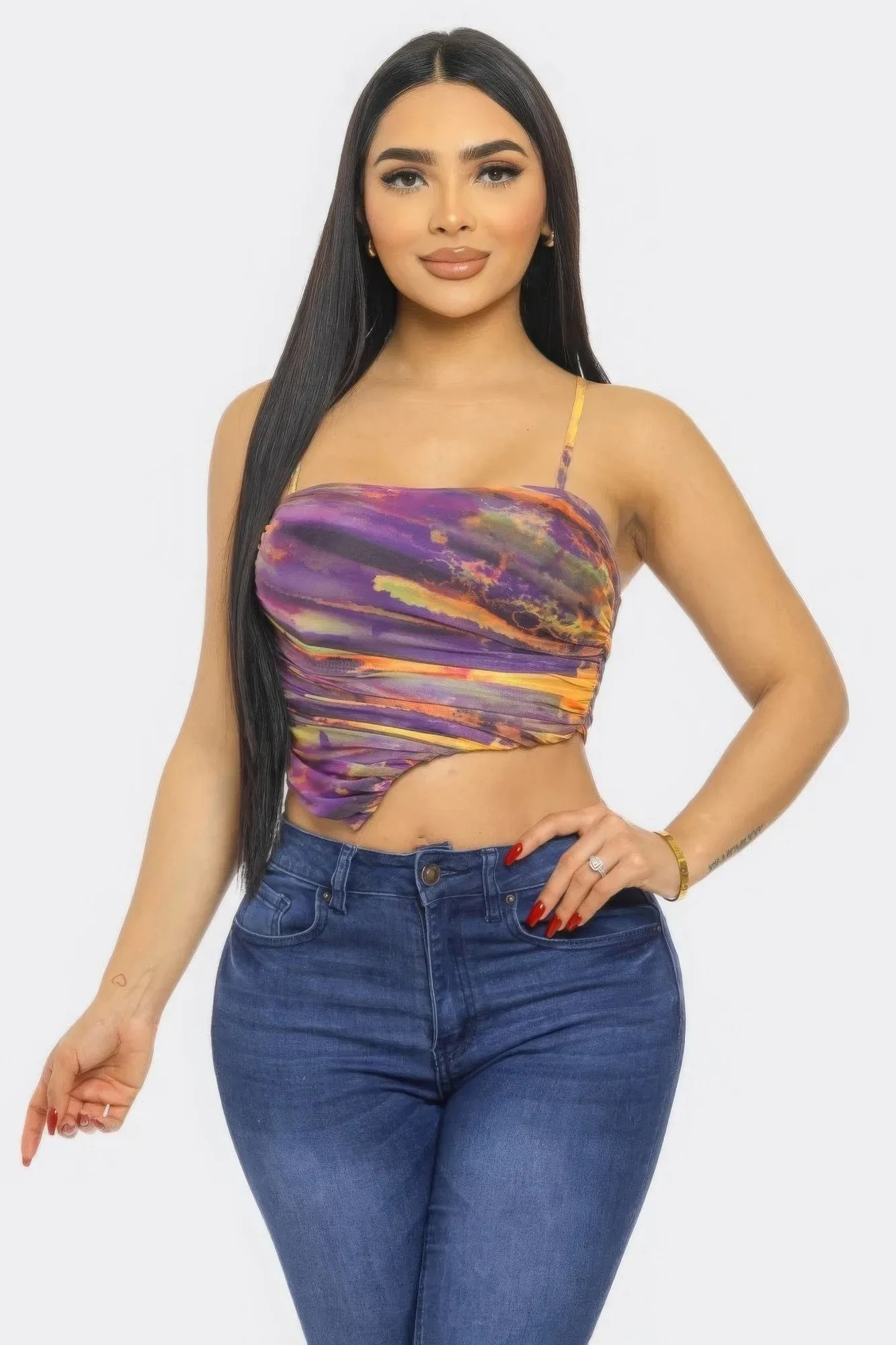 Stylish Cut Mesh Crop Top