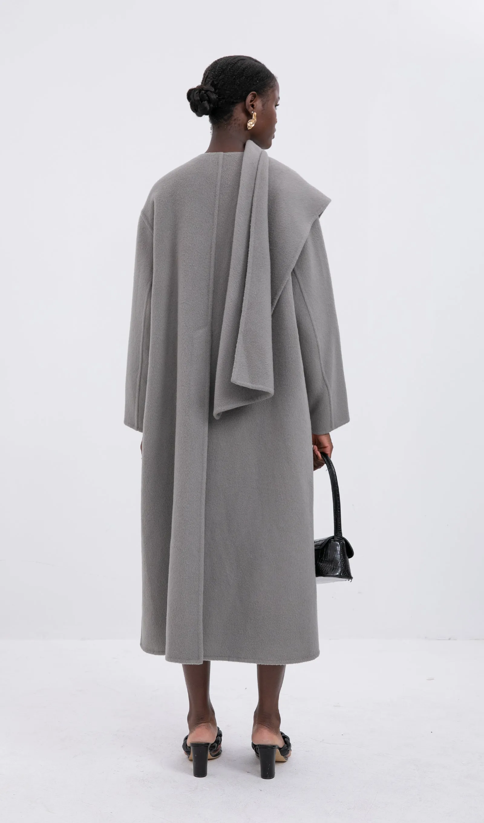 Trendy Oversized Cape Style Coat-Grey