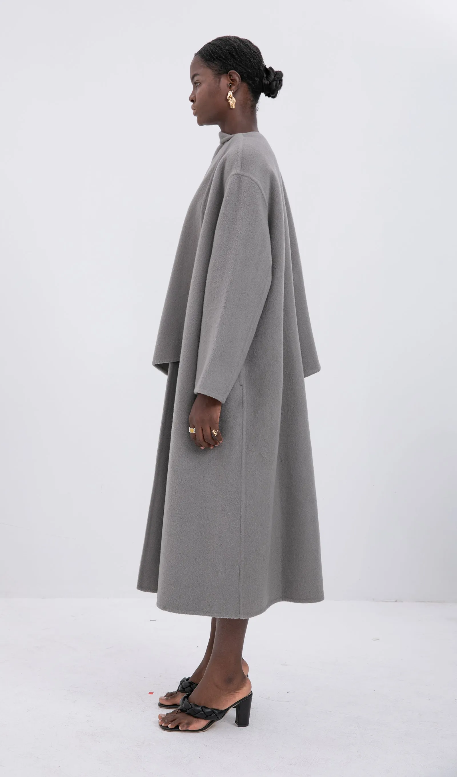 Trendy Oversized Cape Style Coat-Grey