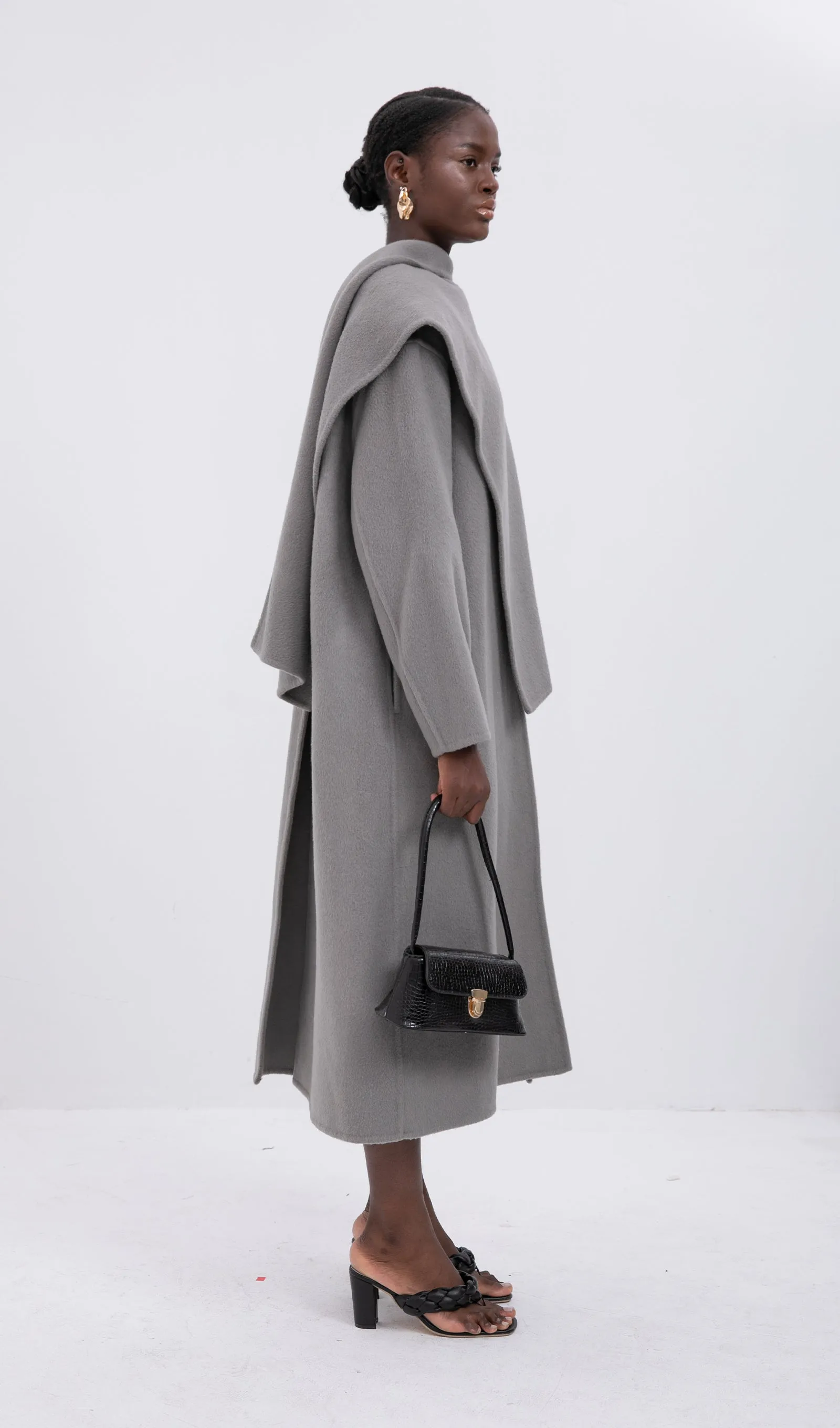 Trendy Oversized Cape Style Coat-Grey