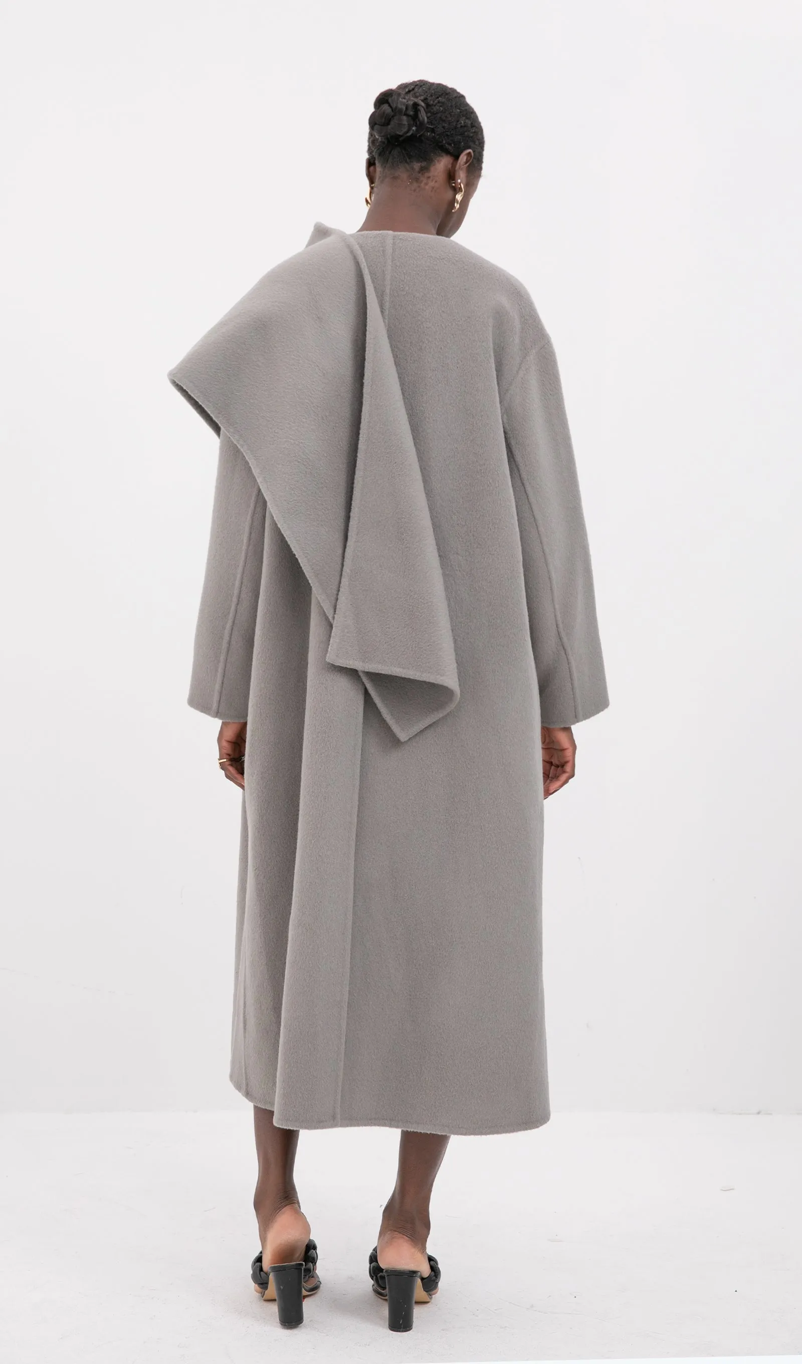 Trendy Oversized Cape Style Coat-Grey