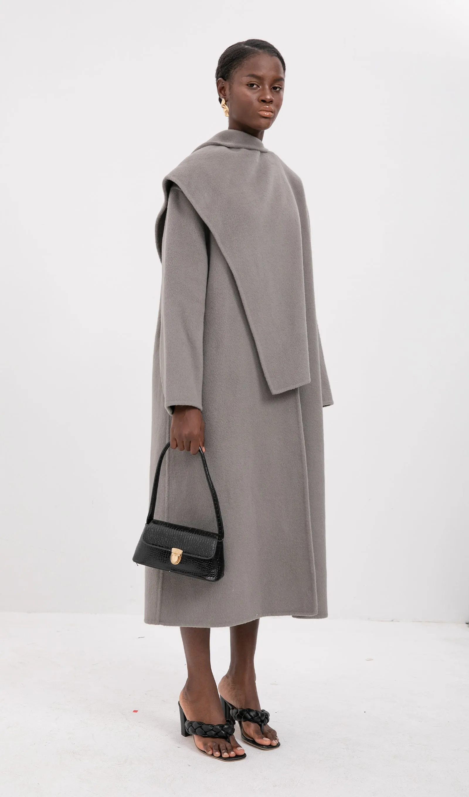 Trendy Oversized Cape Style Coat-Grey