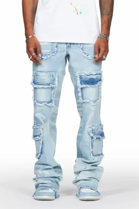 Ubba Blue Baggy Cargo Stacked Jean