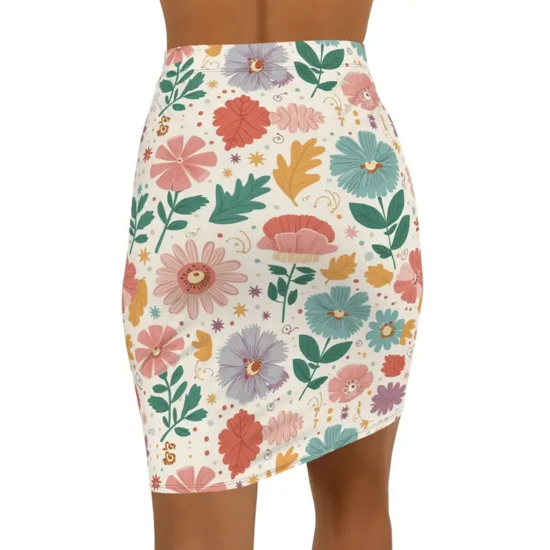 Ultimate Stretchy Pastel Flowers Pencil Skirt